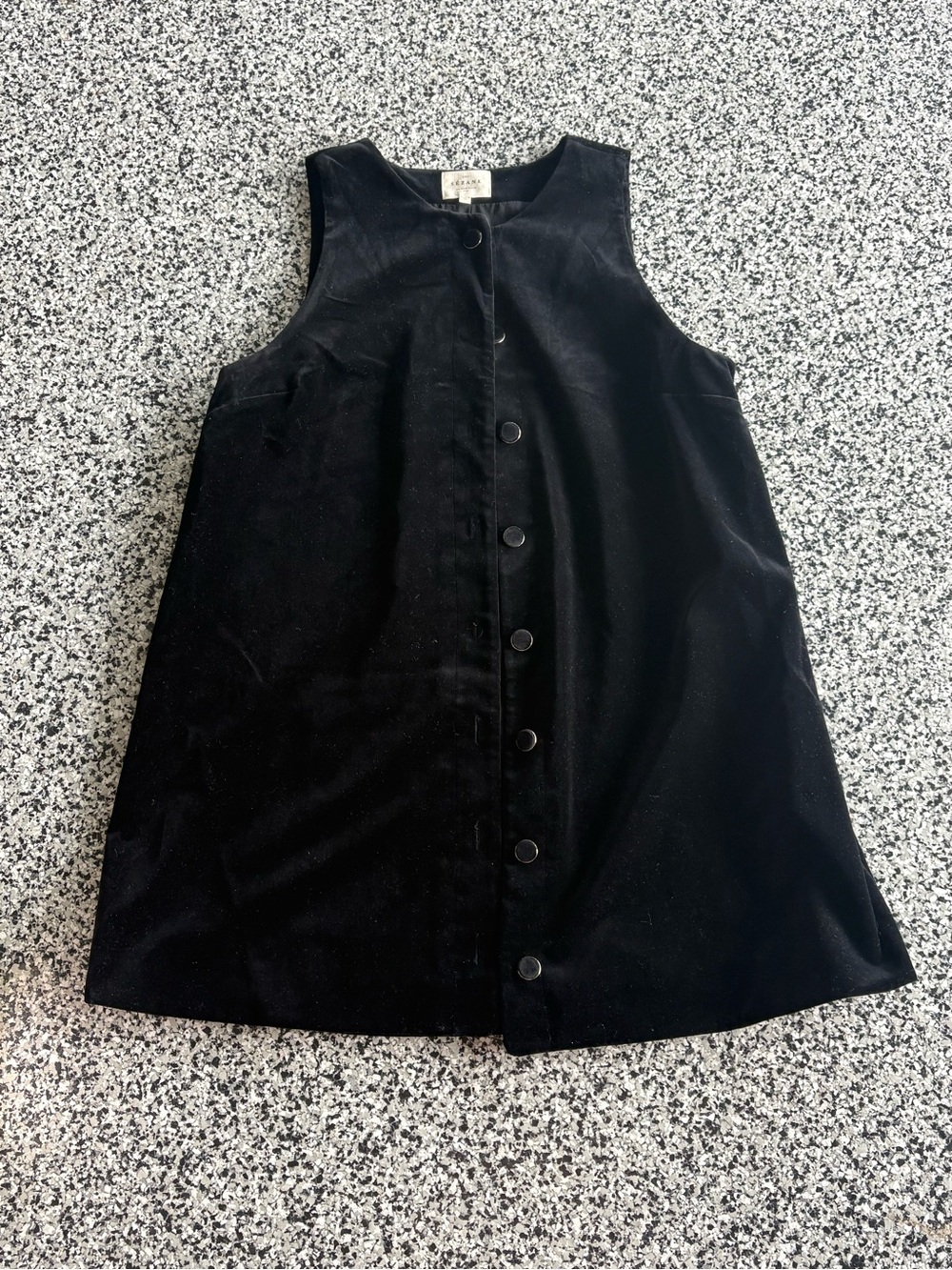 Sezane Black Velvet Button-Front Mini Dress